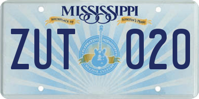 MS license plate ZUT020