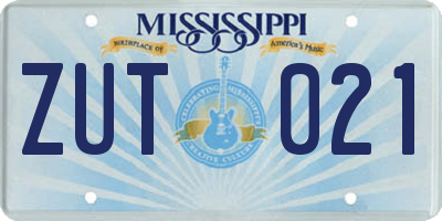 MS license plate ZUT021