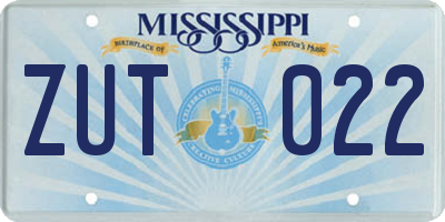 MS license plate ZUT022
