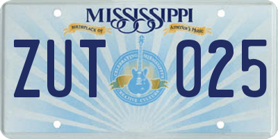 MS license plate ZUT025