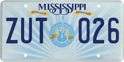 MS license plate ZUT026