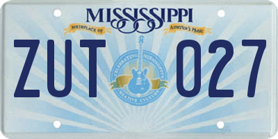 MS license plate ZUT027