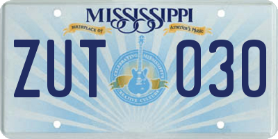 MS license plate ZUT030