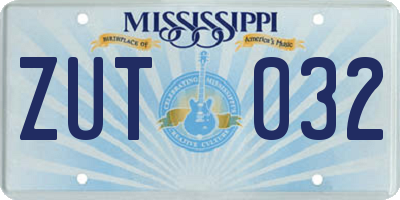 MS license plate ZUT032
