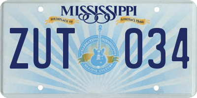 MS license plate ZUT034