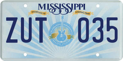 MS license plate ZUT035