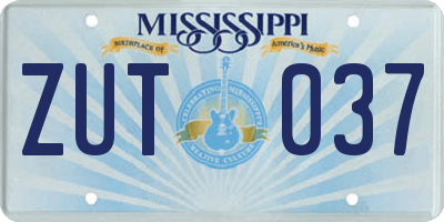MS license plate ZUT037