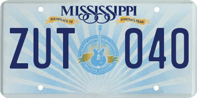 MS license plate ZUT040