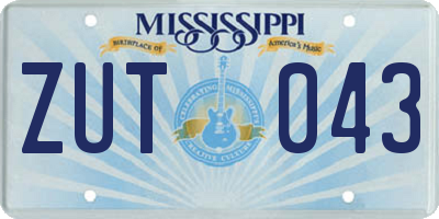 MS license plate ZUT043