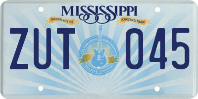 MS license plate ZUT045