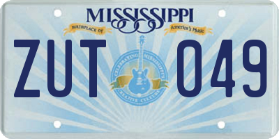MS license plate ZUT049