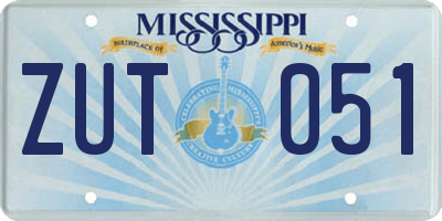 MS license plate ZUT051