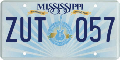 MS license plate ZUT057