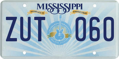 MS license plate ZUT060