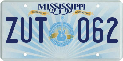 MS license plate ZUT062