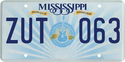 MS license plate ZUT063