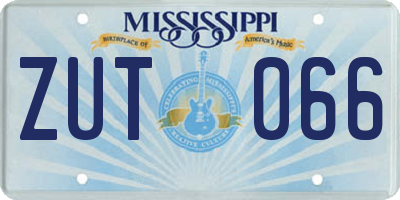 MS license plate ZUT066