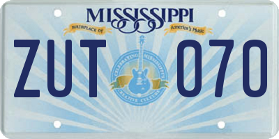 MS license plate ZUT070