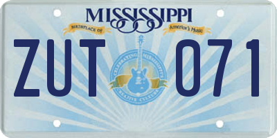 MS license plate ZUT071