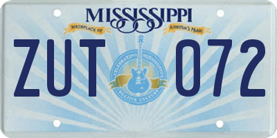 MS license plate ZUT072