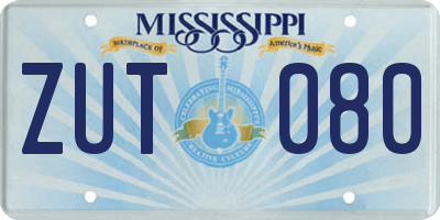 MS license plate ZUT080