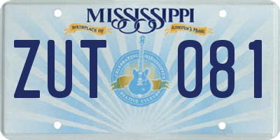 MS license plate ZUT081
