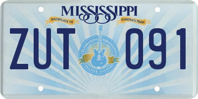 MS license plate ZUT091