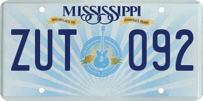 MS license plate ZUT092