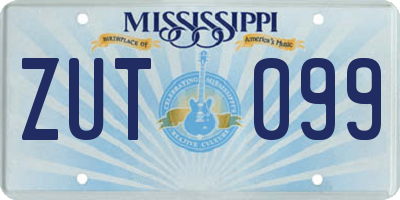 MS license plate ZUT099