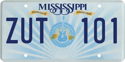 MS license plate ZUT101