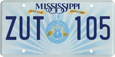 MS license plate ZUT105