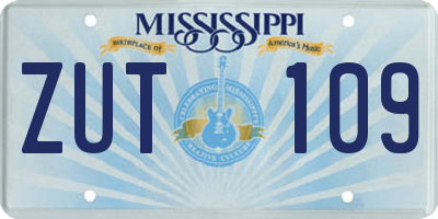MS license plate ZUT109