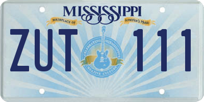 MS license plate ZUT111