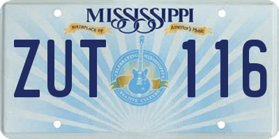 MS license plate ZUT116