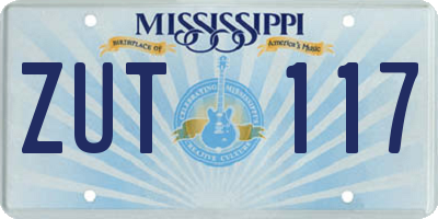 MS license plate ZUT117