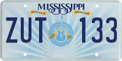 MS license plate ZUT133