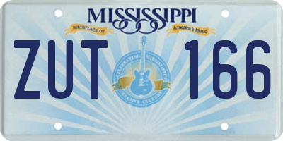 MS license plate ZUT166