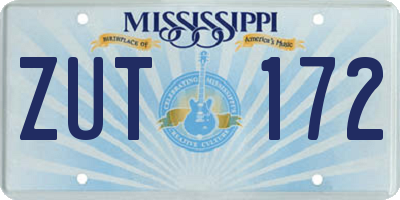 MS license plate ZUT172