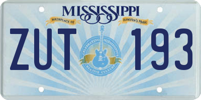 MS license plate ZUT193