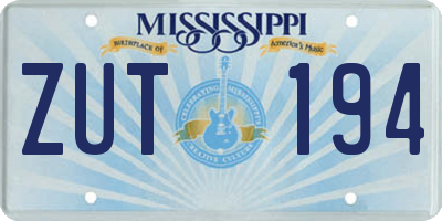 MS license plate ZUT194