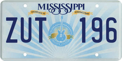 MS license plate ZUT196