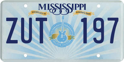 MS license plate ZUT197