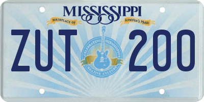 MS license plate ZUT200