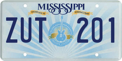 MS license plate ZUT201