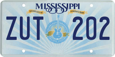 MS license plate ZUT202