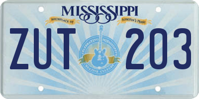 MS license plate ZUT203