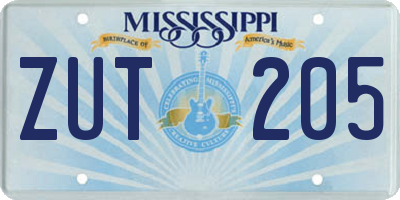 MS license plate ZUT205