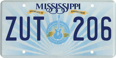 MS license plate ZUT206