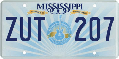 MS license plate ZUT207