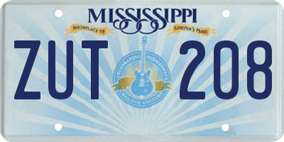 MS license plate ZUT208